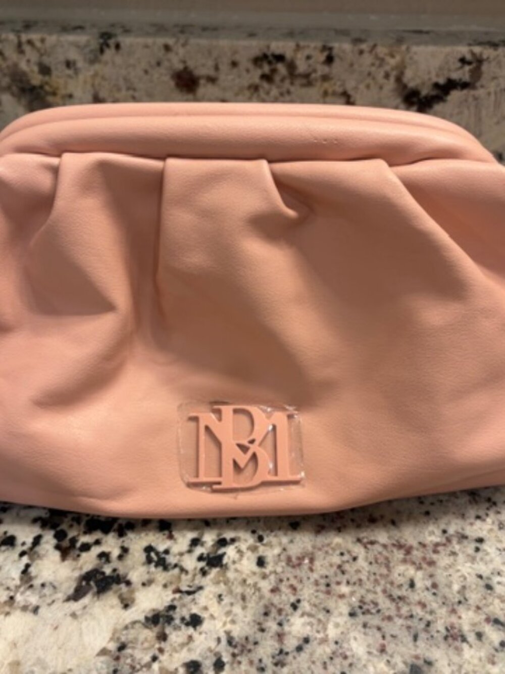 NWT Badgley Mischka Wrapped Frame Clutch Pink Vegan Leather Bag MSRP $129